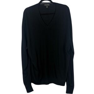 Banana Republic Men's Classic Preppy 100% Merino Wool Black V-Neck XL Sweater